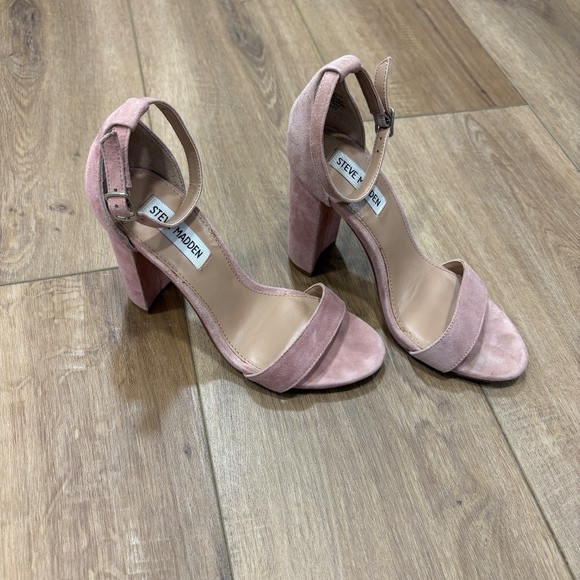 🌟STEVE MADDEN🌟 CARRSON SUEDE BLOCK HEEL SANDAL PINK SZ 6.5 - Picture 3 of 8